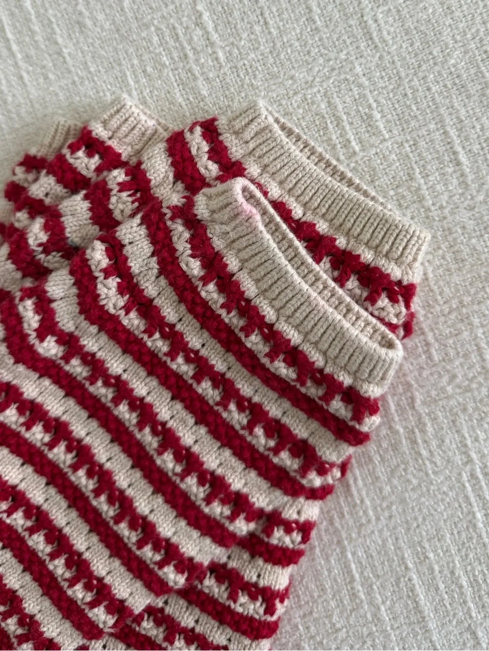 Zara Red and Cream Striped Knit Sweater